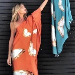 Sexy, silk one shoulder butterfly dress. NMOT.